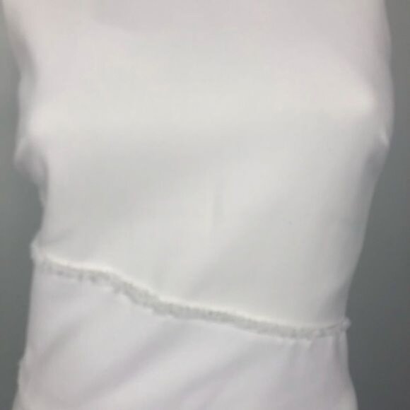 Cinq A Sept White Josie Asymmetrical Stitch Raw Seam Sleeveless Dress Size 4 - Picture 8 of 11